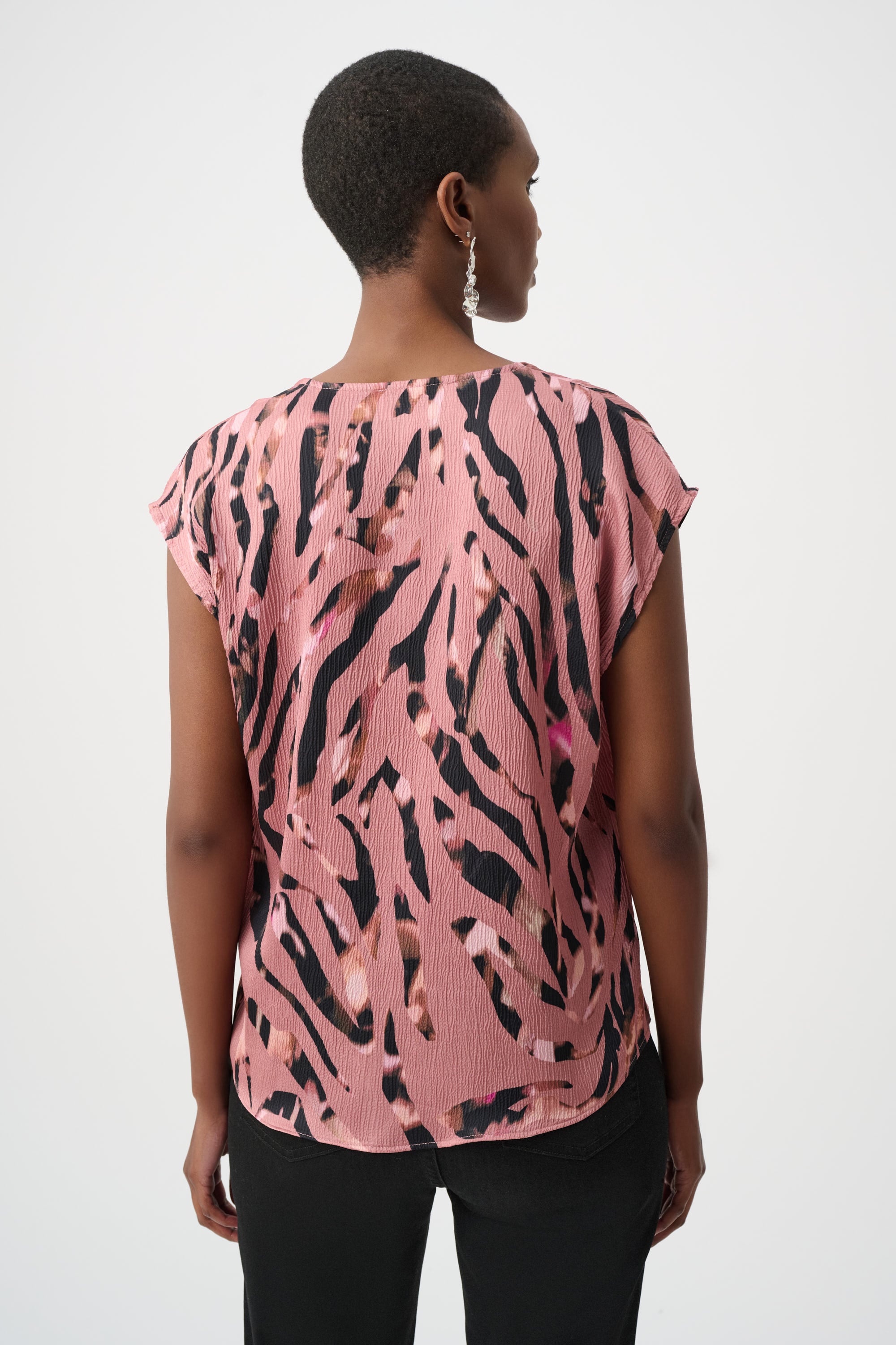 Textured Satin Animal Print Boxy Top