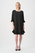 Georgette Ruffled-Trim Trapeze Dress