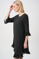 Georgette Ruffled-Trim Trapeze Dress