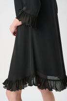 Georgette Ruffled-Trim Trapeze Dress