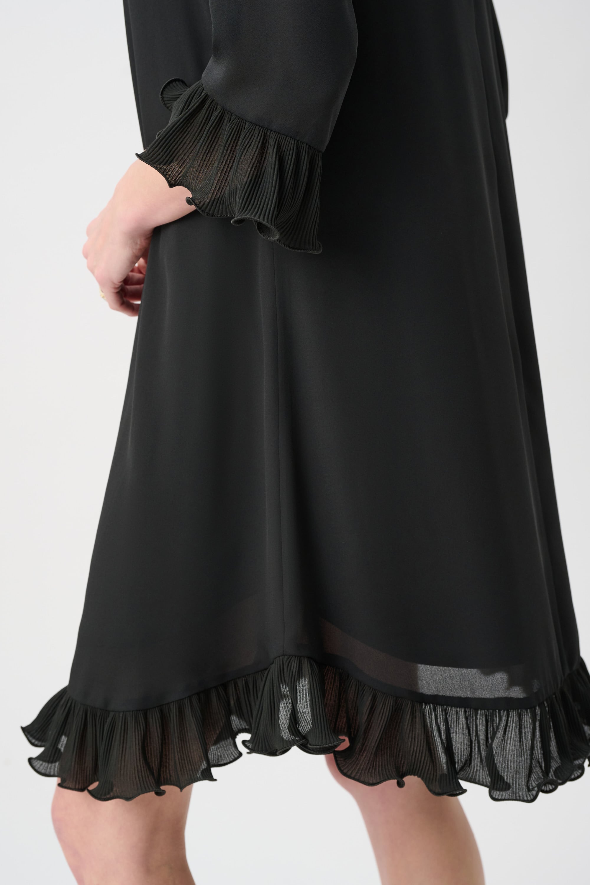Georgette Ruffled-Trim Trapeze Dress