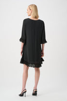 Georgette Ruffled-Trim Trapeze Dress