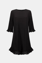 Georgette Ruffled-Trim Trapeze Dress