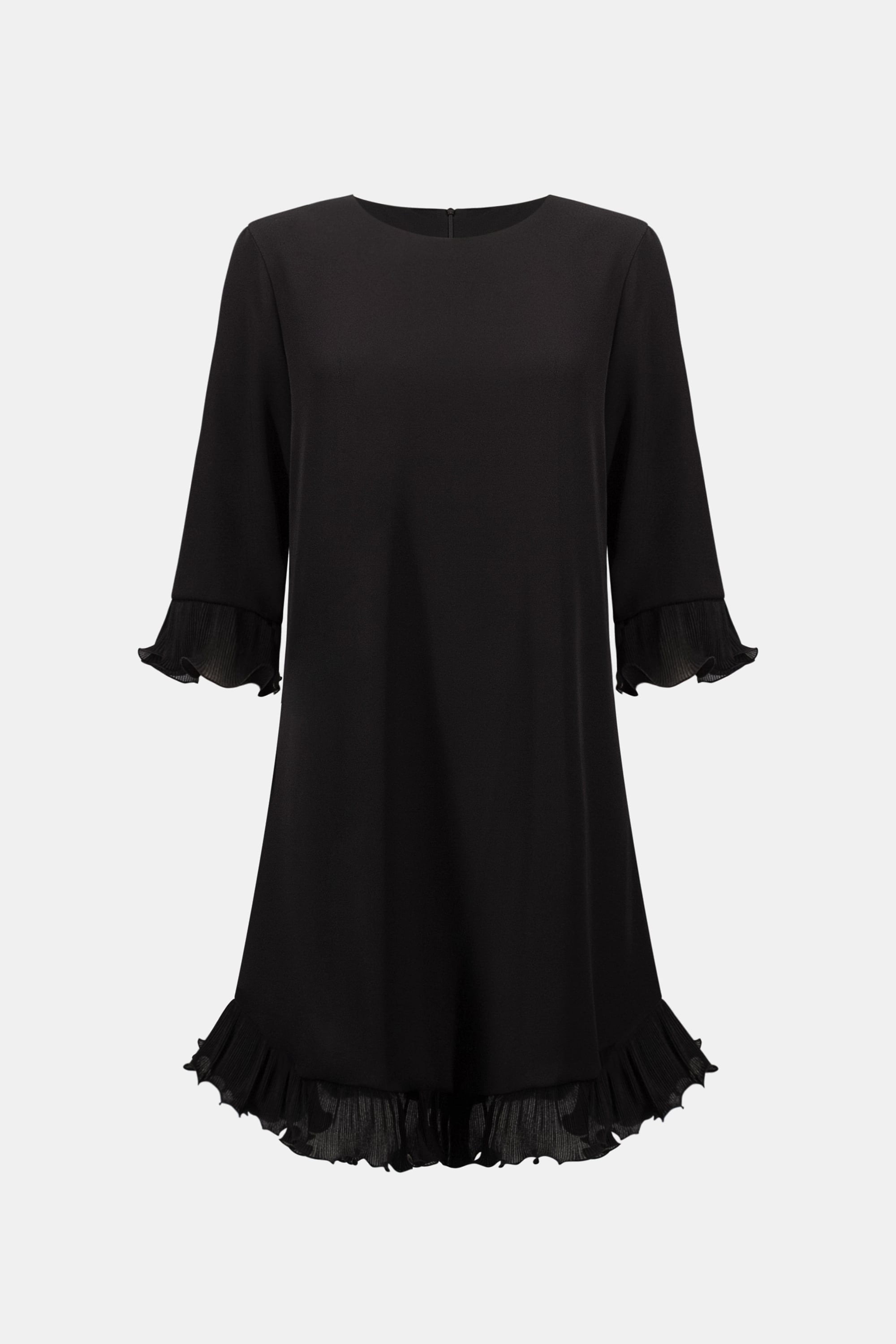 Georgette Ruffled-Trim Trapeze Dress