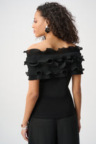 Silky Knit Off-Shoulder Top With Ruffles