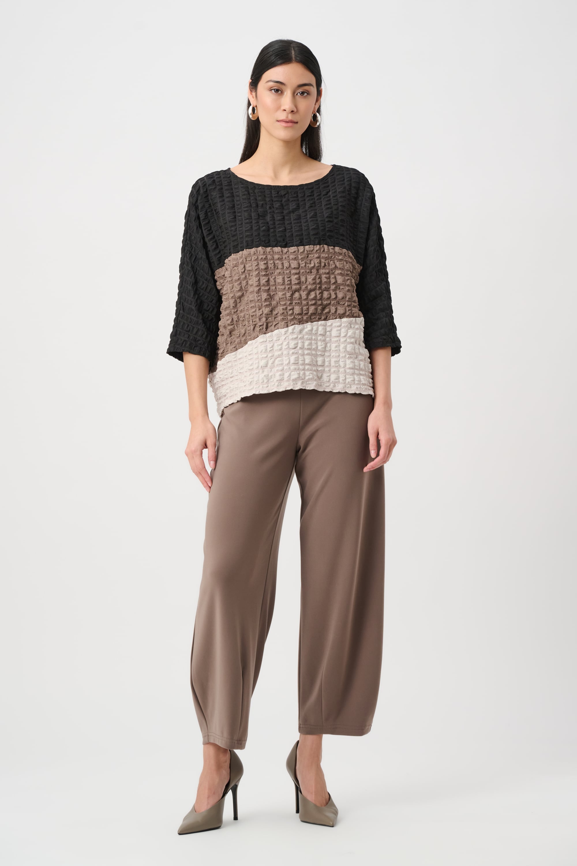 Bubble Jacquard Color Block Boxy Tunic