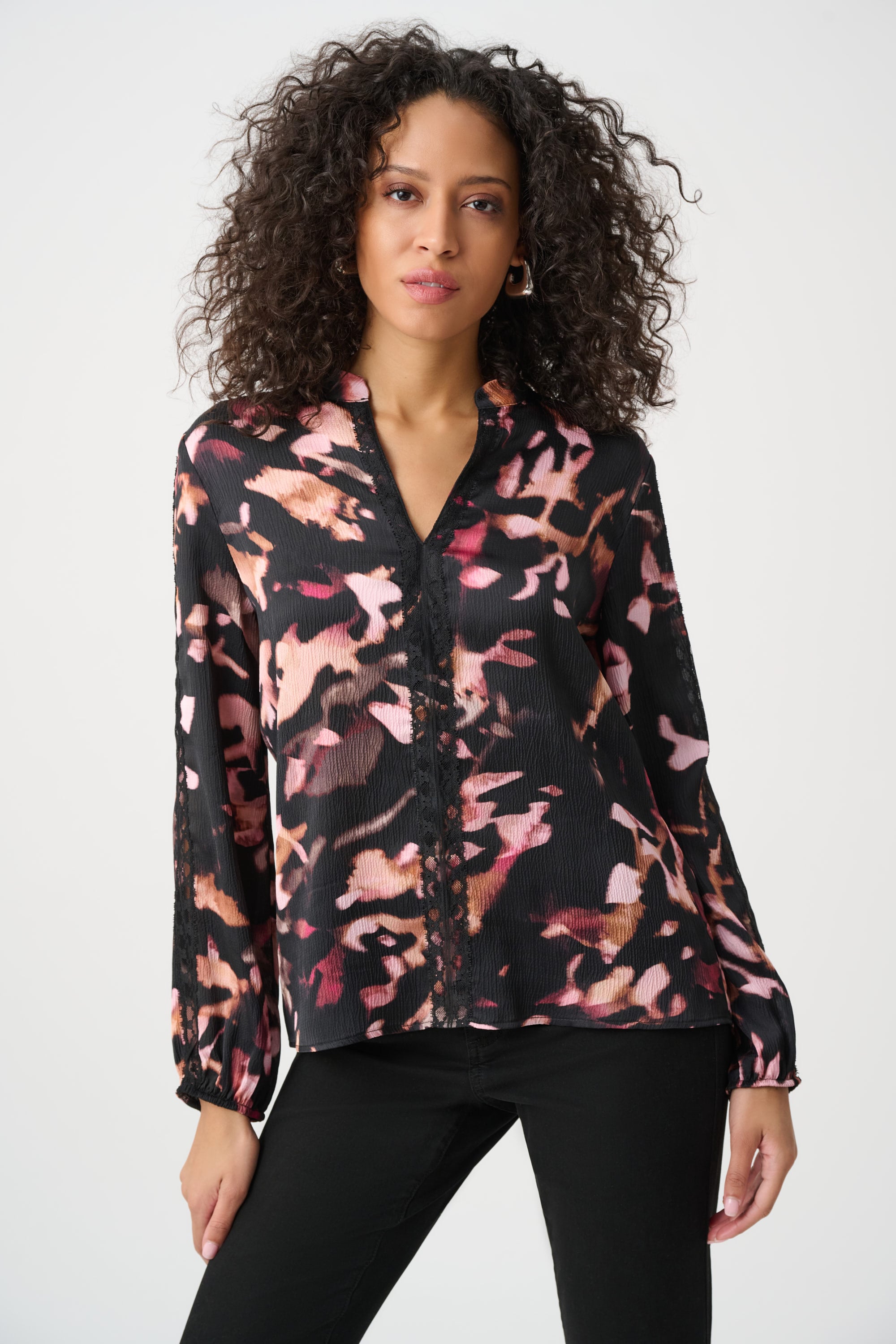 Textured Satin Abstract Print Top
