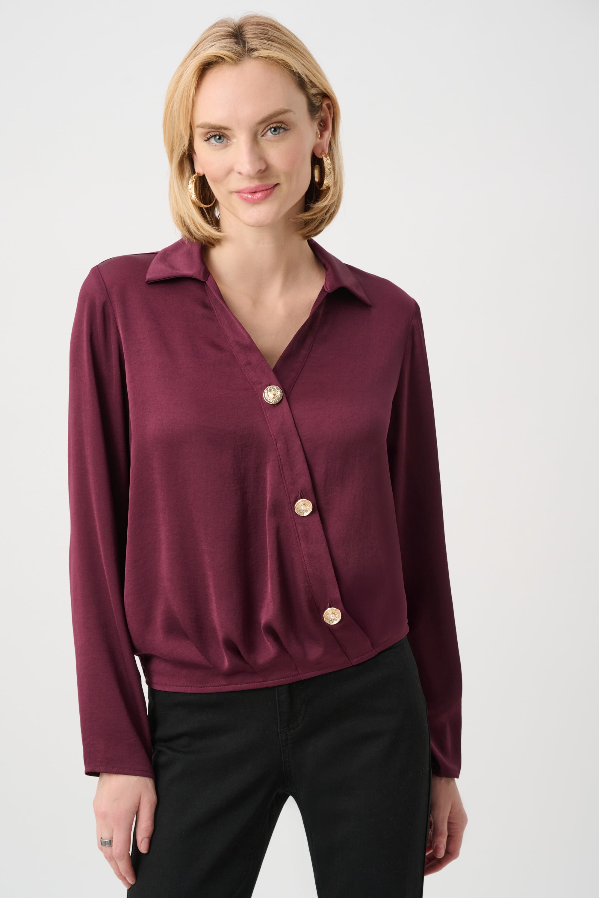 Recycled  Satin V-Neck Cocoon Top