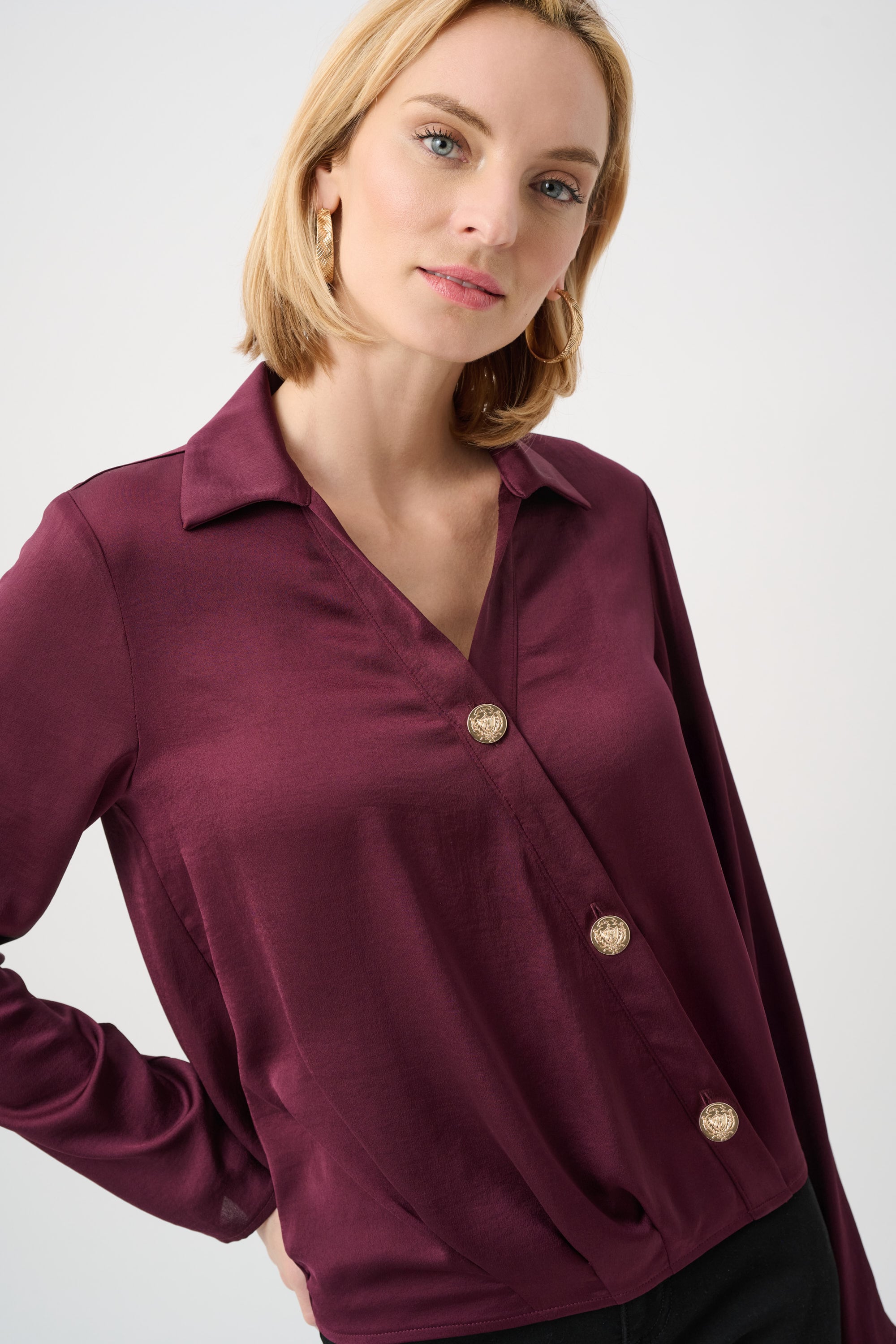 Recycled  Satin V-Neck Cocoon Top