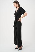 Silky Knit Wide-Leg Wrap Jumpsuit