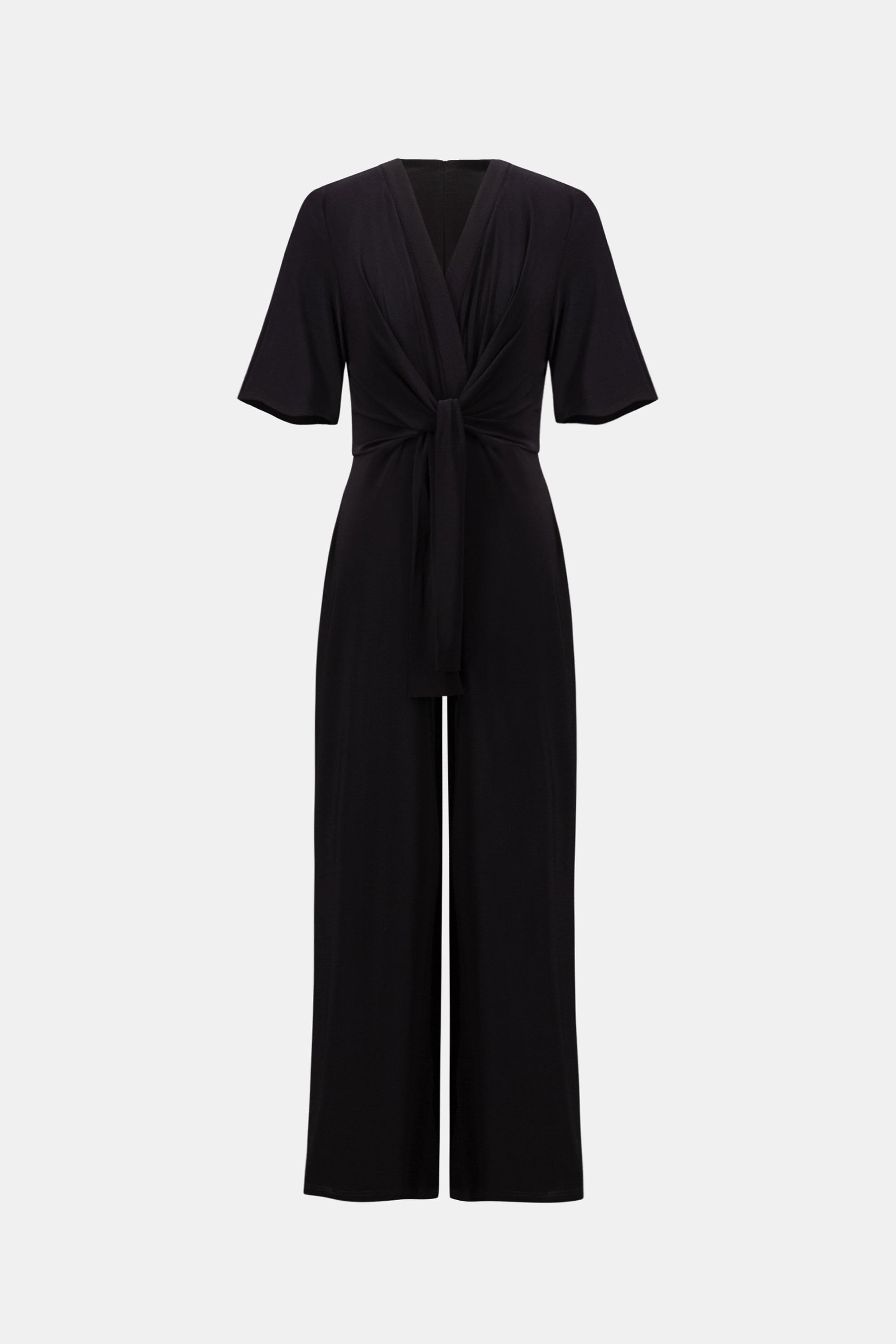 Silky Knit Wide-Leg Wrap Jumpsuit