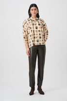 Lurex Sweater Abstract Print Boxy Tunic