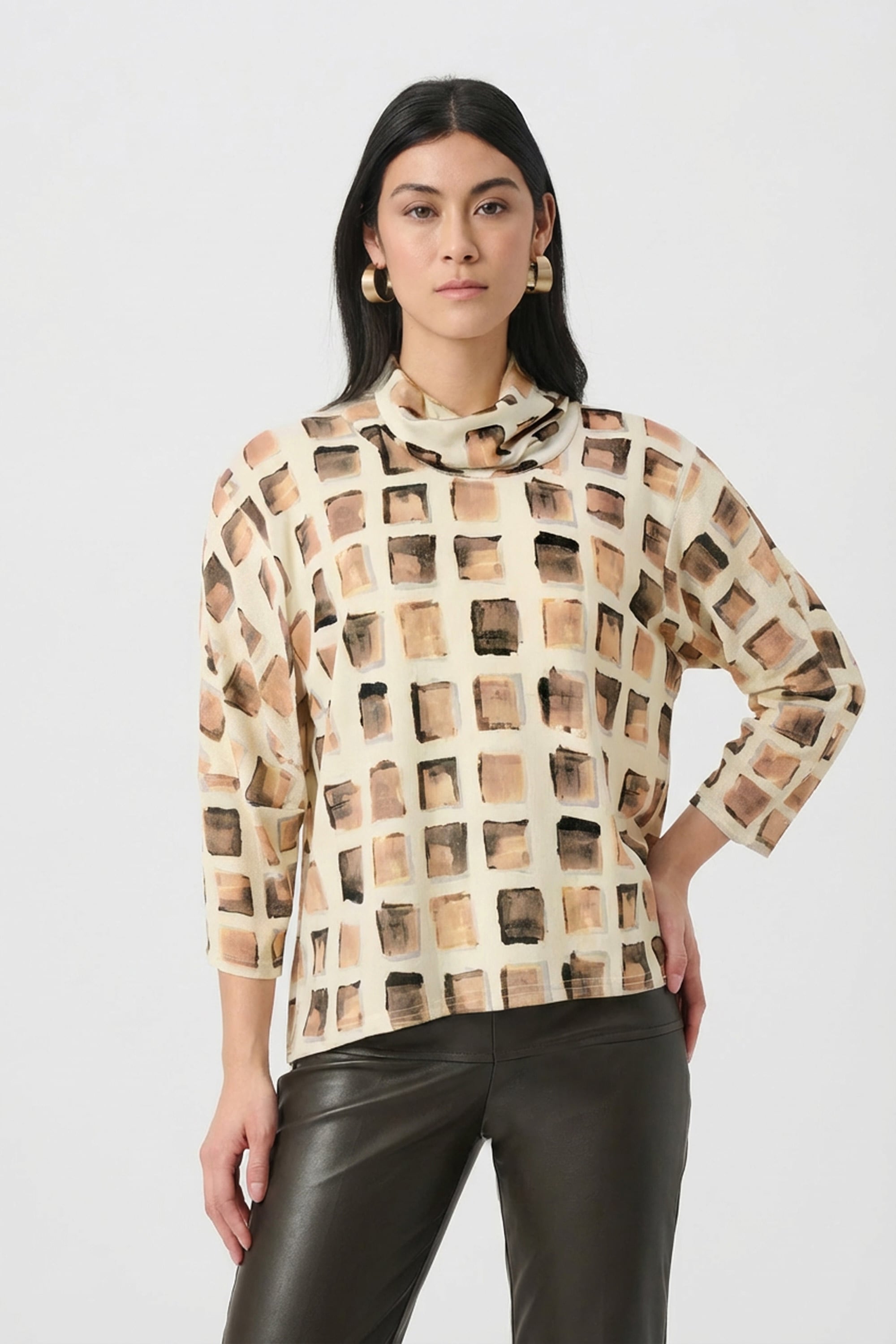 Lurex Sweater Abstract Print Boxy Tunic