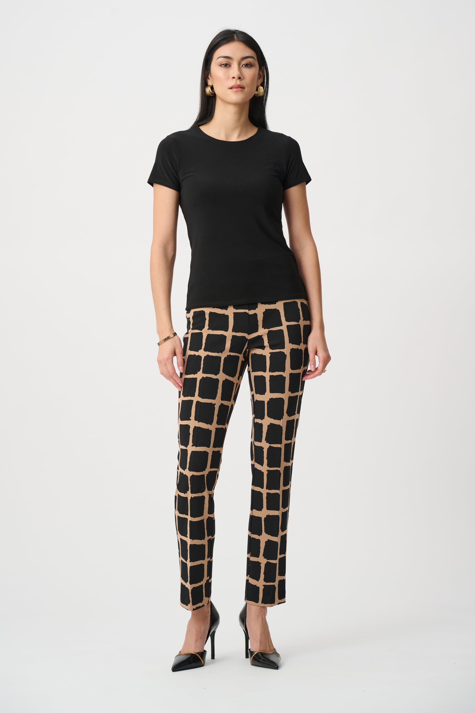Silky Knit Abstract Print Pull-On Pants