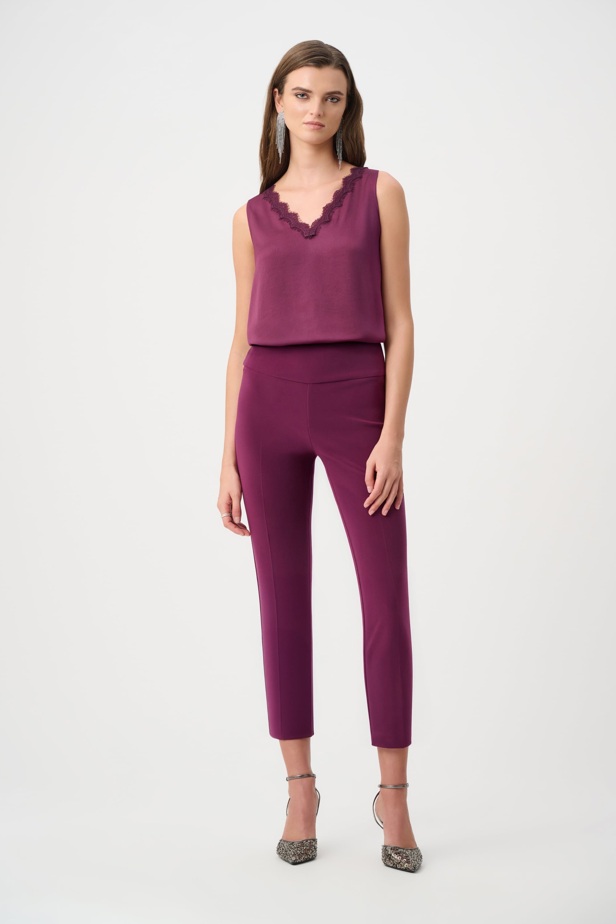 Recycled Satin Sleeveless V-Neck Top