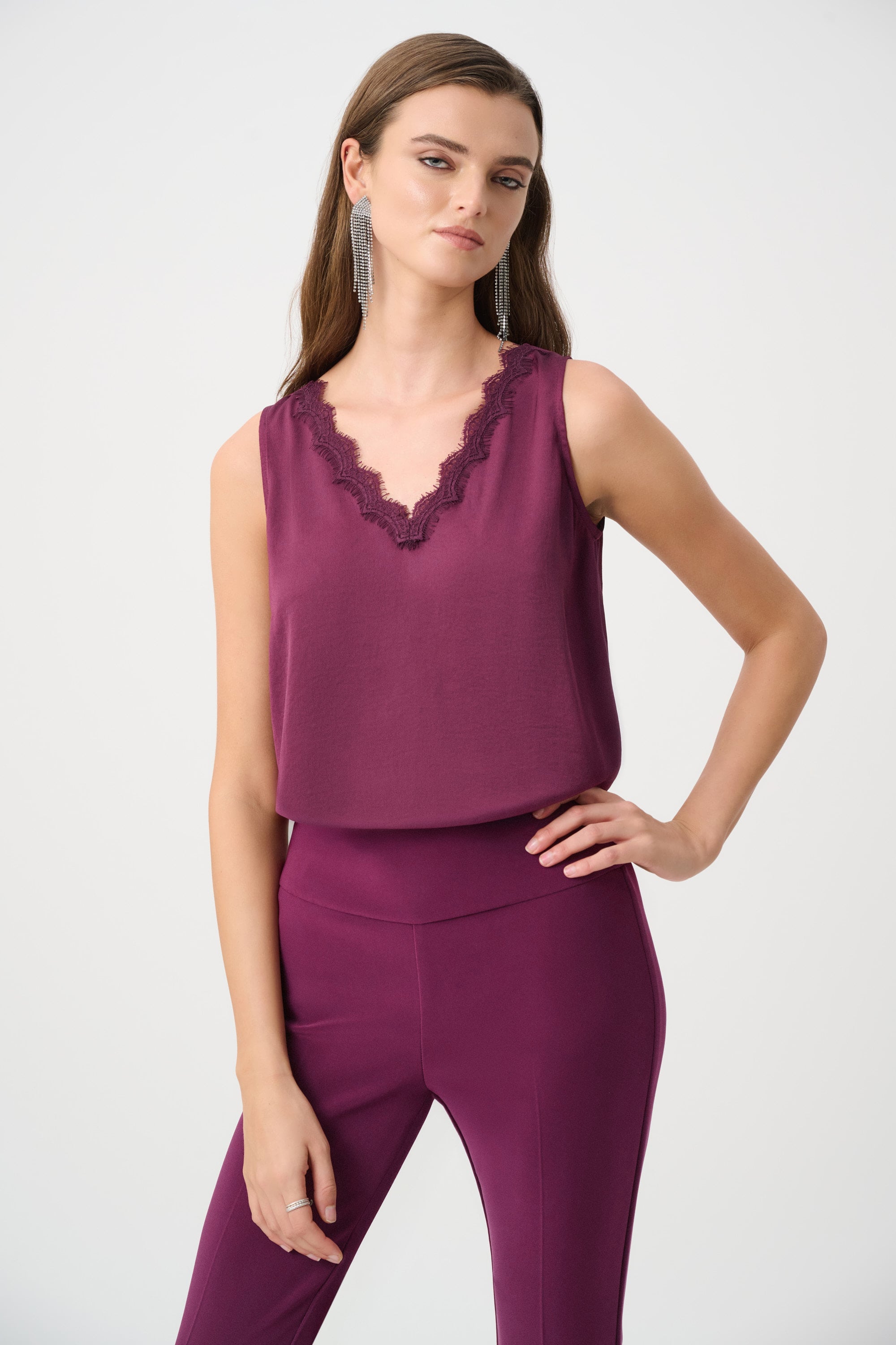 Recycled Satin Sleeveless V-Neck Top