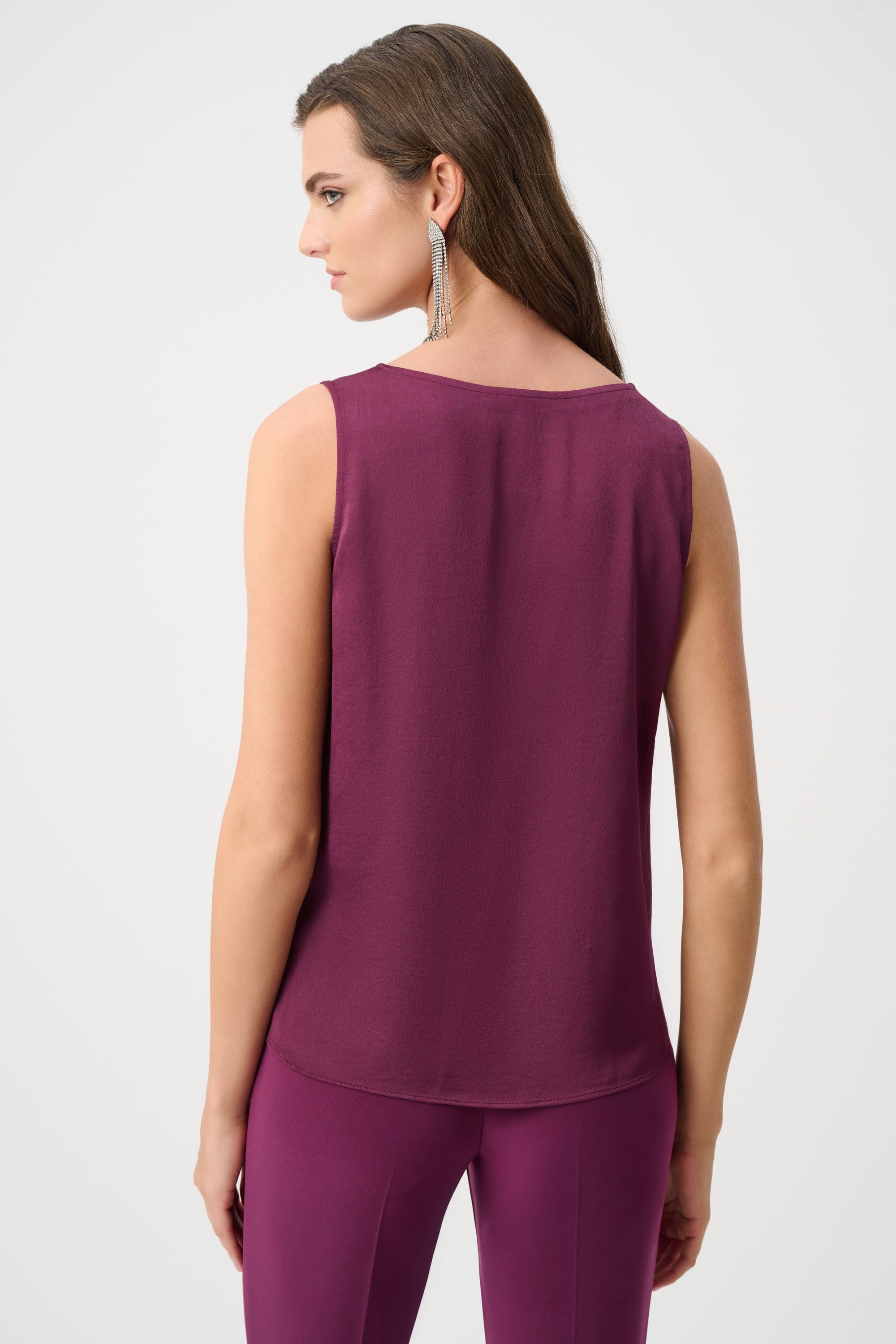 Recycled Satin Sleeveless V-Neck Top