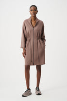 Scuba Jersey Dress With Front Zipper