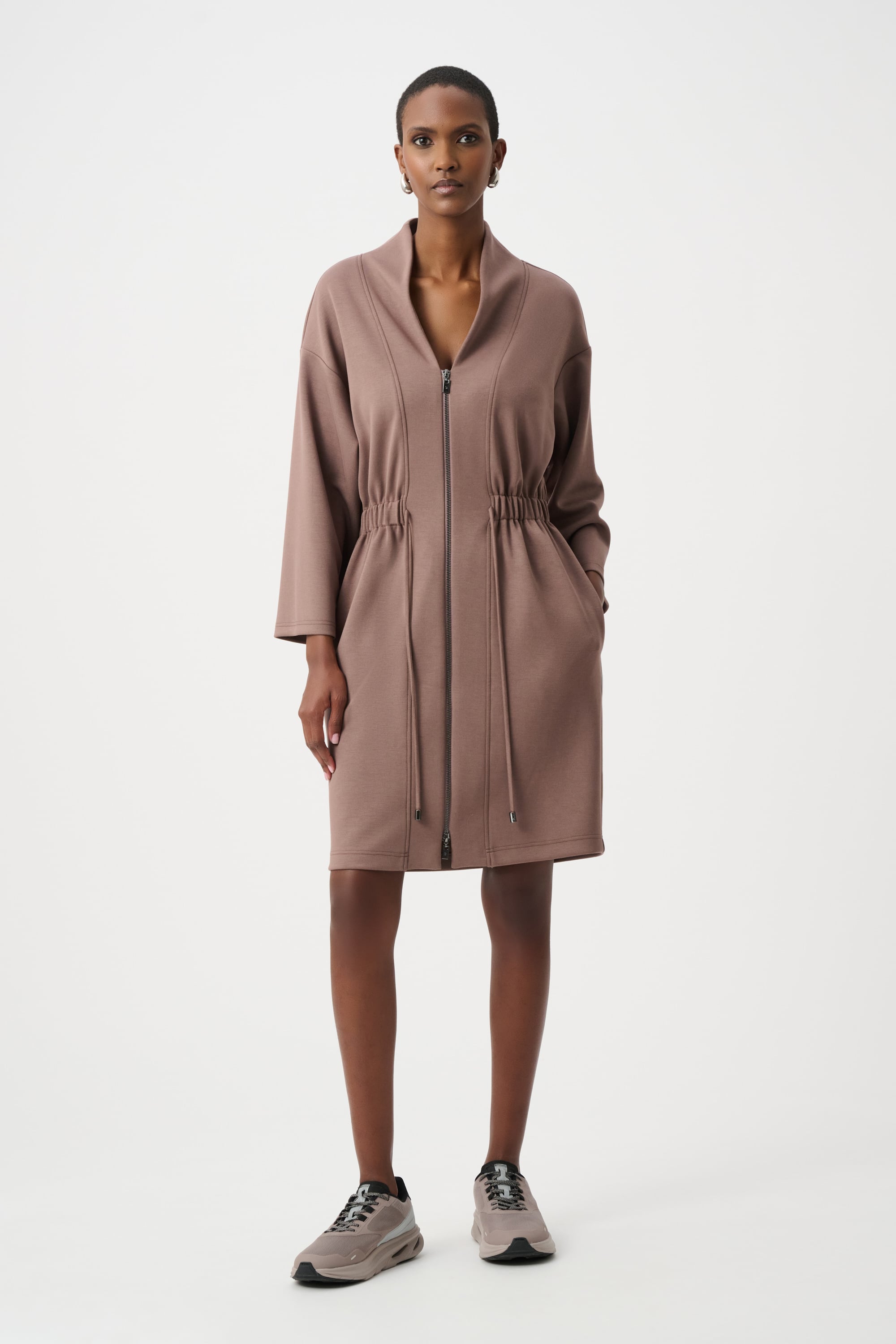 Scuba Jersey Dress With Front Zipper