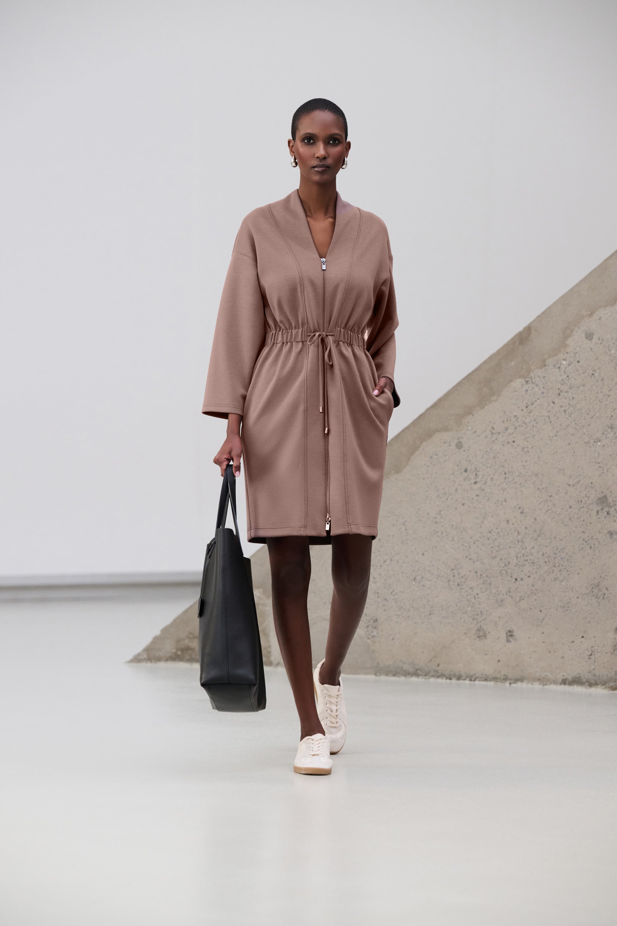 Scuba Jersey Dress With Front Zipper