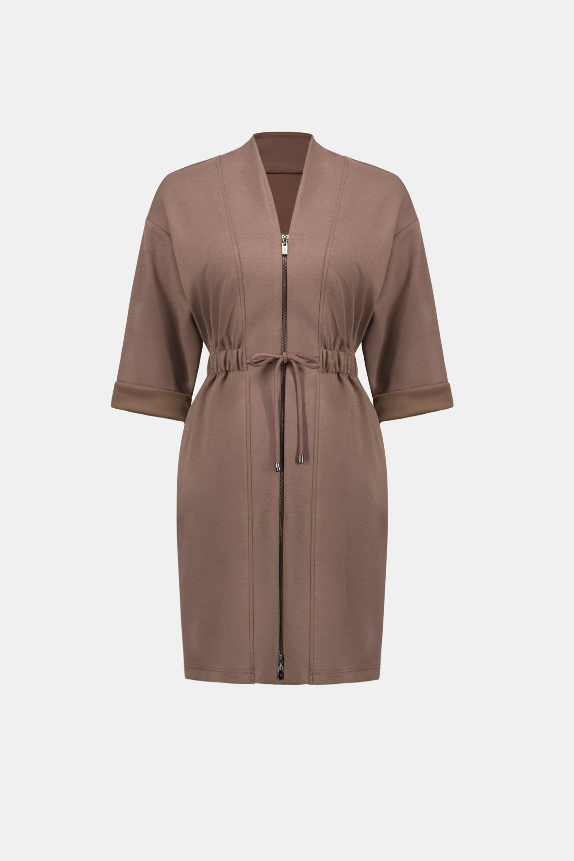 Scuba Jersey Dress With Front Zipper