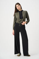 Silky Knit Color Block Wide Leg Pull-On Pants