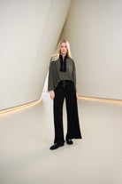 Silky Knit Color Block Wide Leg Pull-On Pants