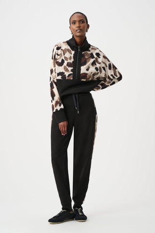Joseph Ribkoff Scuba Jersey Animal trimmed Jogger Pants-263608