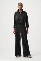 Scuba Jersey Mock-Neck Wide Leg Jumpsuit