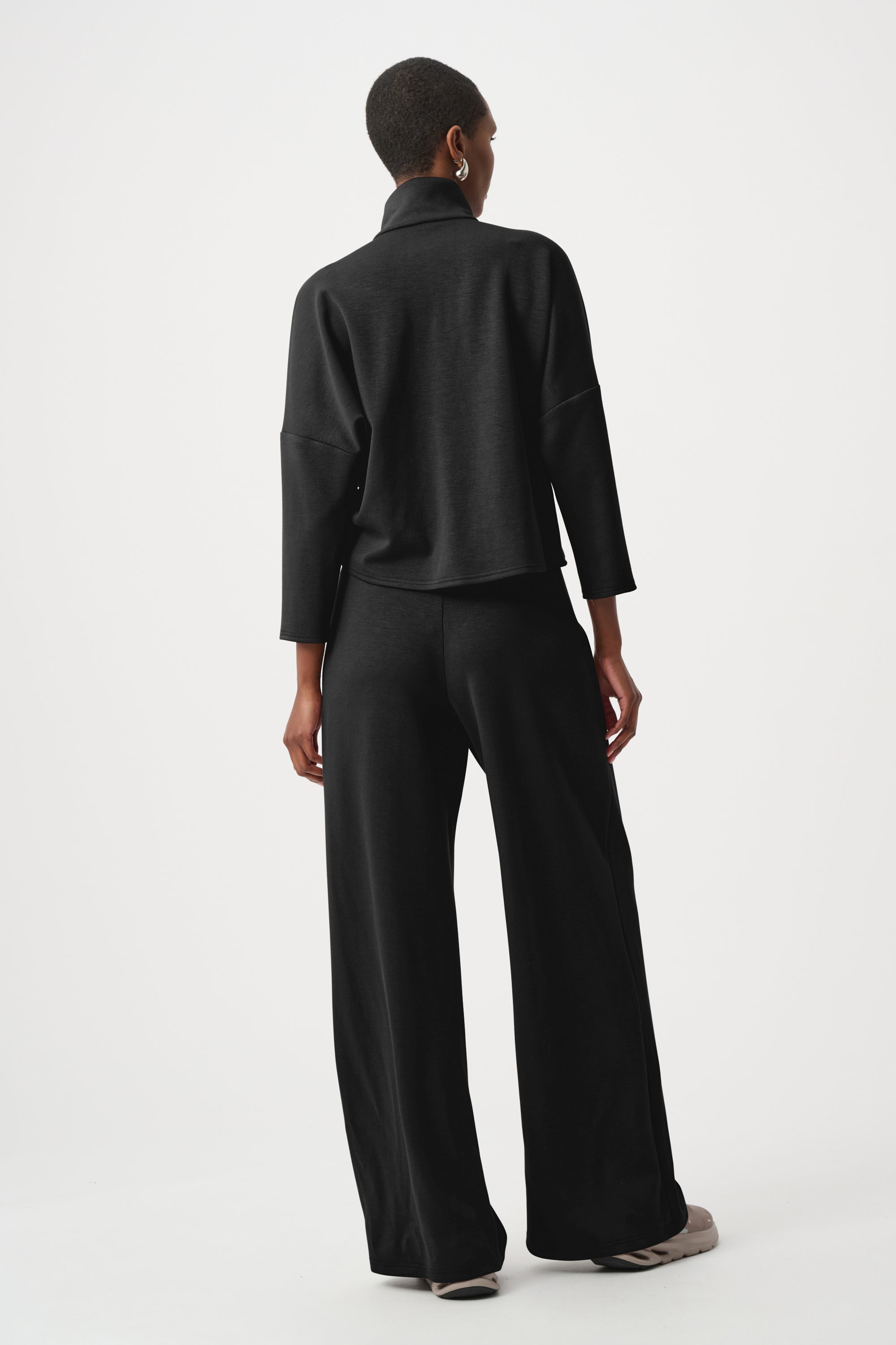 Scuba Jersey Mock-Neck Wide Leg Jumpsuit