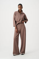 Scuba Jersey Mock-Neck Wide Leg Jumpsuit