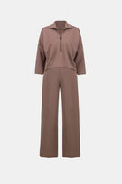Scuba Jersey Mock-Neck Wide Leg Jumpsuit
