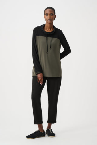 Joseph Ribkoff Silky Knit Color Block Funnel-Neck Tunic-263618