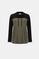 Silky Knit Color Block Funnel-Neck Tunic