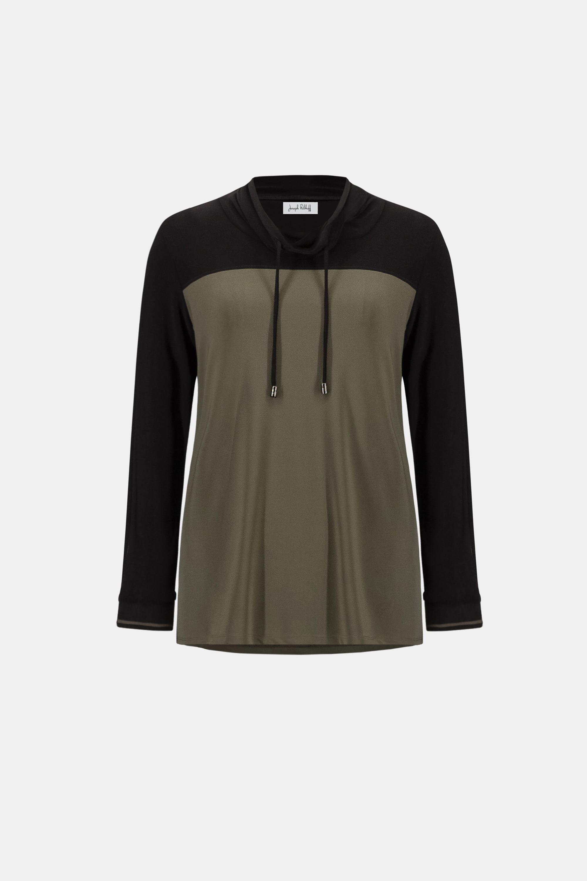 Silky Knit Color Block Funnel-Neck Tunic