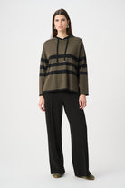 Sweater Knit Striped Hooded Sweater