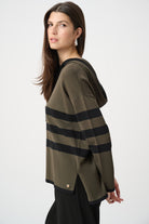 Sweater Knit Striped Hooded Sweater