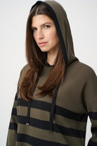 Sweater Knit Striped Hooded Sweater