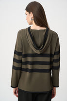 Sweater Knit Striped Hooded Sweater