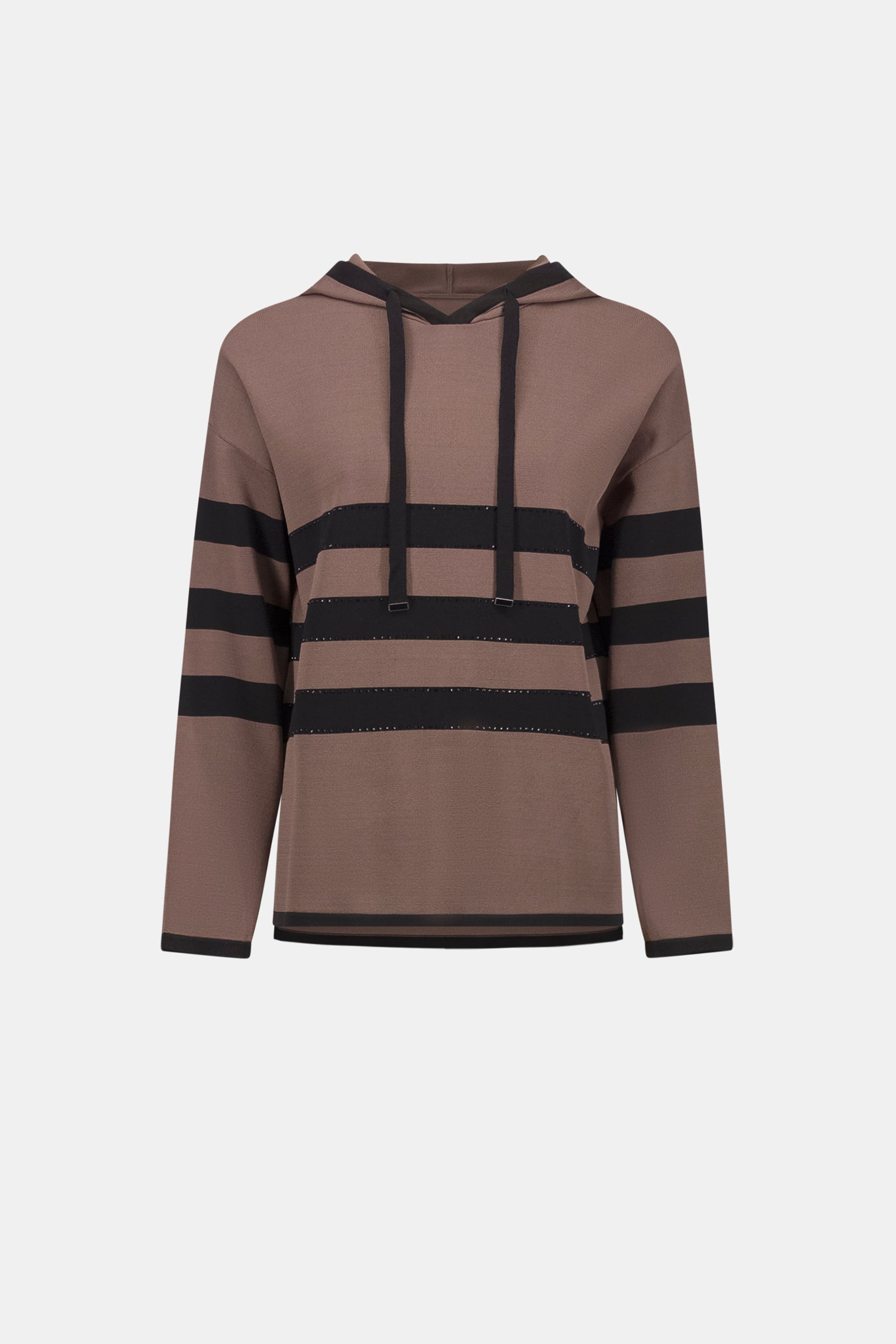 Sweater Knit Striped Hooded Sweater