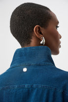 Knit Denim Funnel-Neck Bomber Jacket