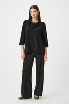 Silky Knit And Memory Cowl-Neck Top