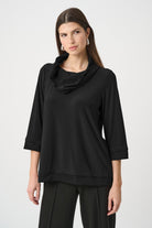 Silky Knit And Memory Cowl-Neck Top