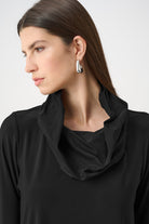 Silky Knit And Memory Cowl-Neck Top