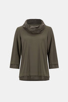 Silky Knit And Memory Cowl-Neck Top