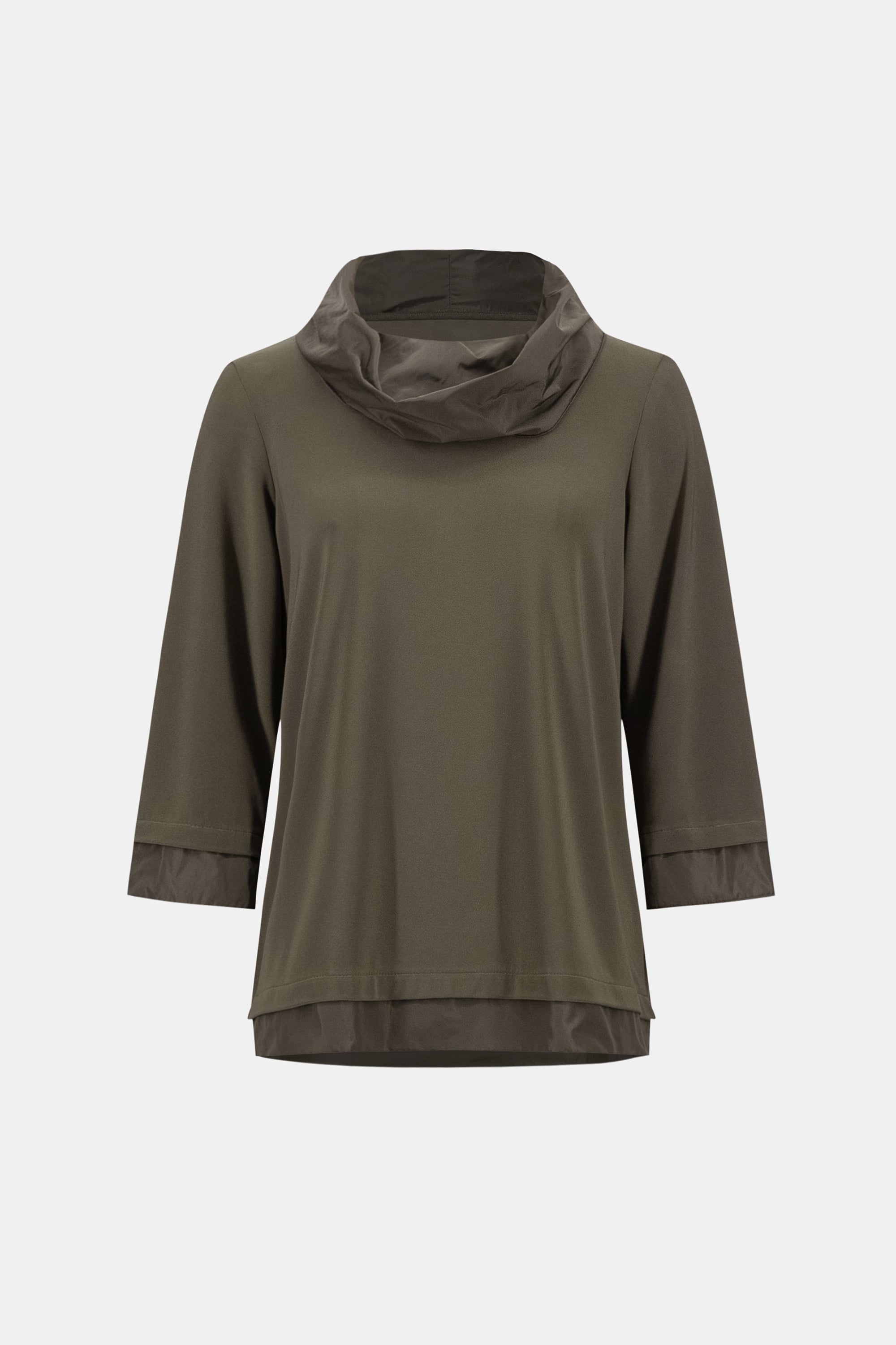 Silky Knit And Memory Cowl-Neck Top