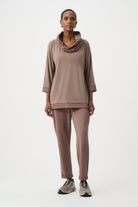 Silky Knit And Memory Cowl-Neck Top