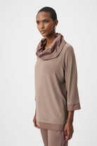 Silky Knit And Memory Cowl-Neck Top