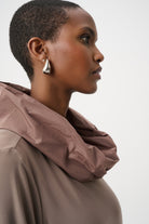 Silky Knit And Memory Cowl-Neck Top