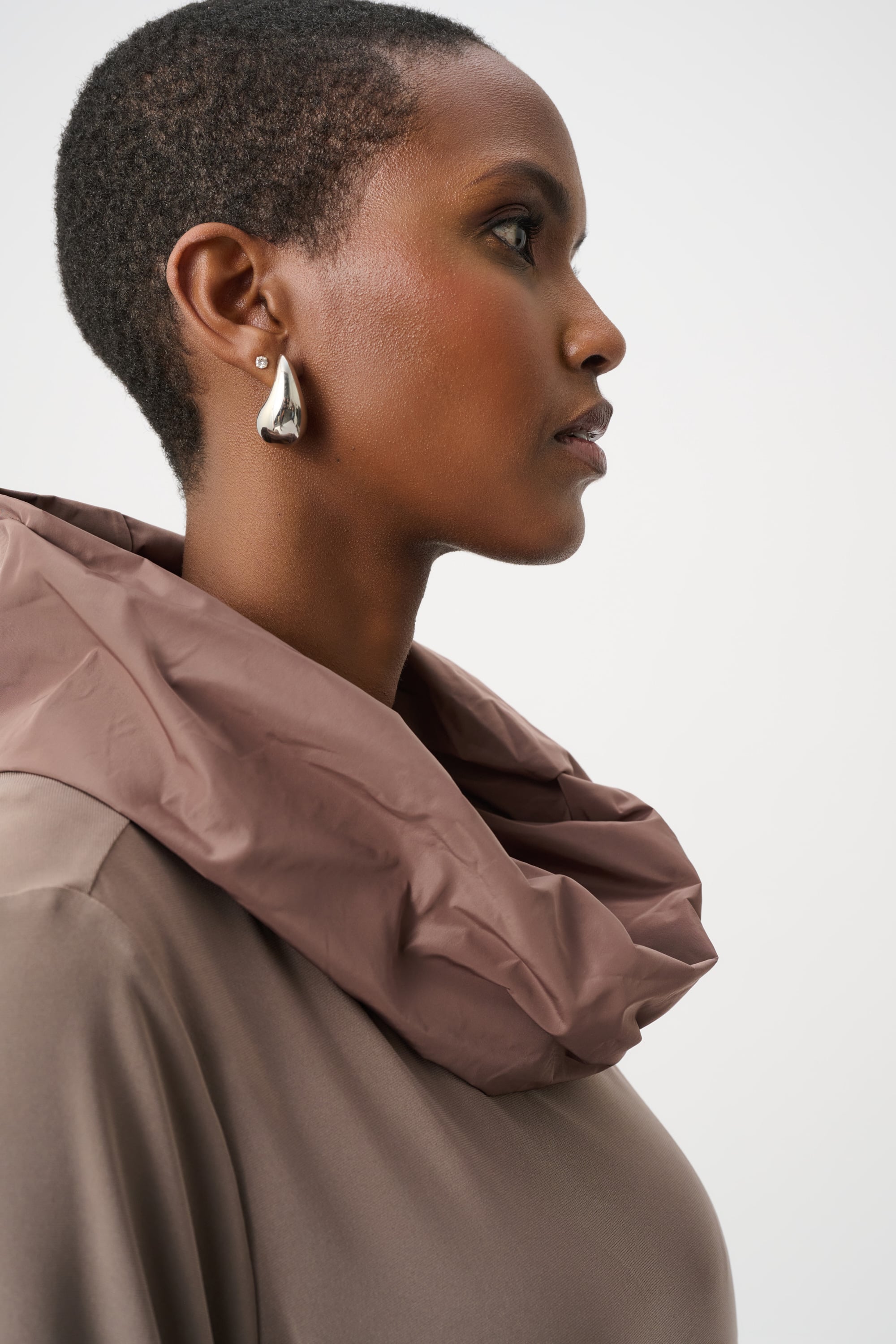 Silky Knit And Memory Cowl-Neck Top